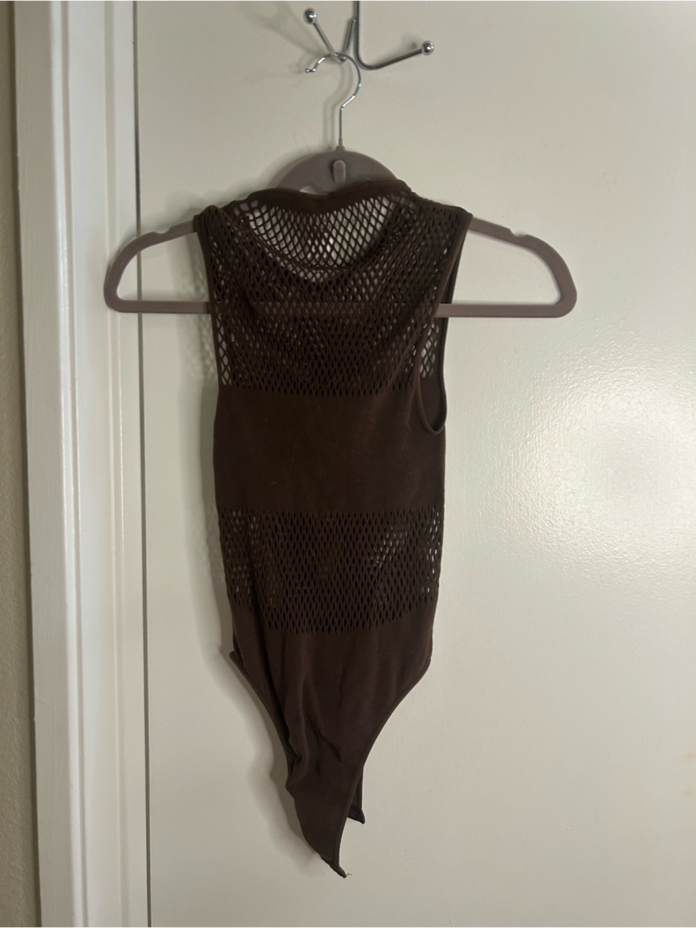 Zara Brown Fishnet Sleeveless Bodysuit - Picture 7 of 7